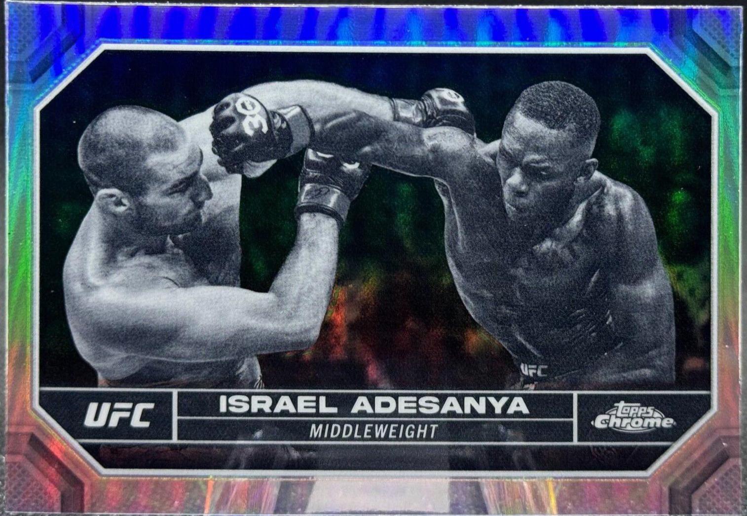Israel Adesanya 2024 Topps Chrome UFC Base #81 Negative Refractor