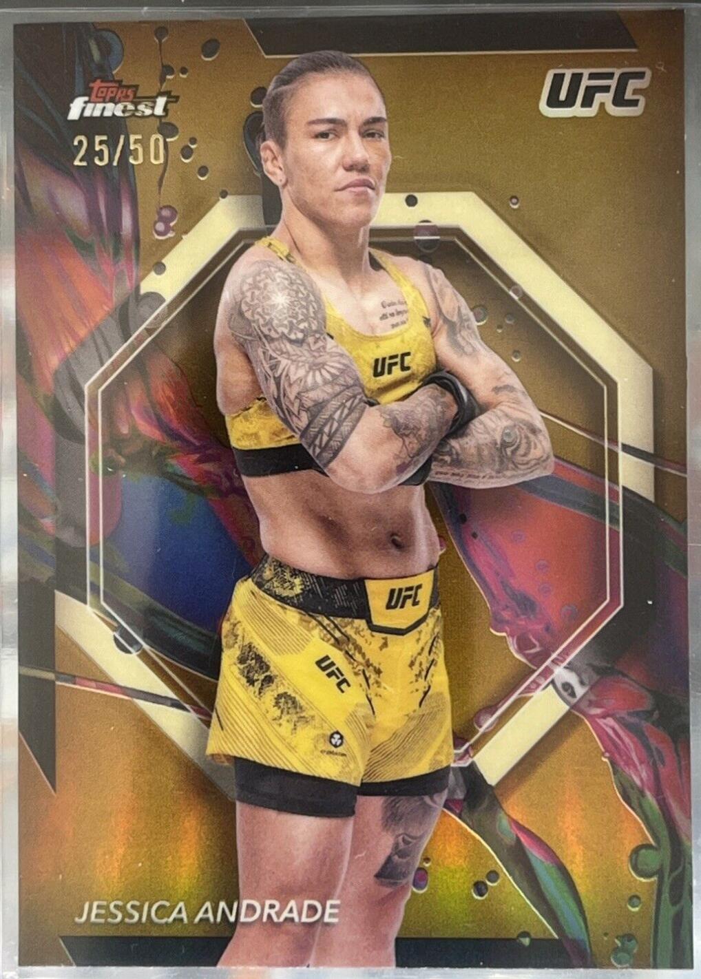 Jessica Andrade 2024 Topps Finest UFC Finest Autographs #FA-JAE Gold Refractor