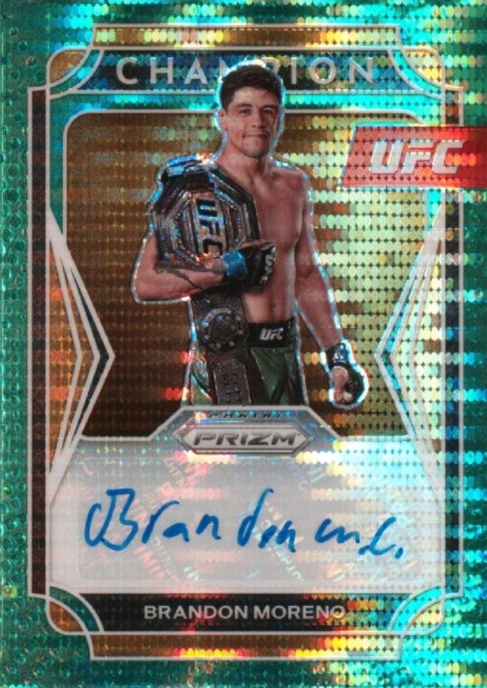 Brandon Moreno 2022 Panini Prizm UFC Champion Signatures #2 Green Pulsar