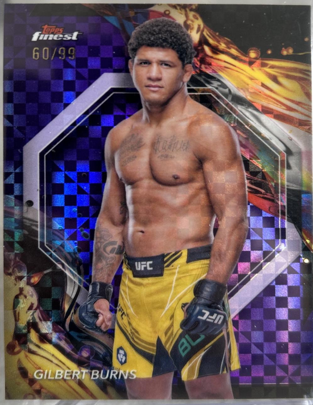 Gilbert Burns 2024 Topps Finest UFC Base Uncommon #188 Purple Checkerboard Refractor