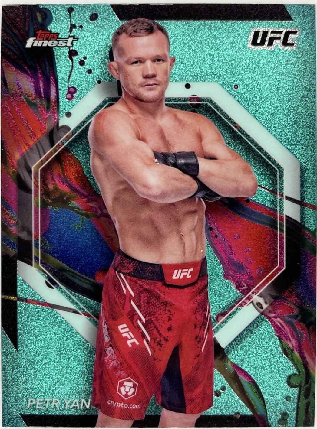 Petr Yan 2024 Topps Finest UFC Base Common #46 Aqua Glitter Refractor
