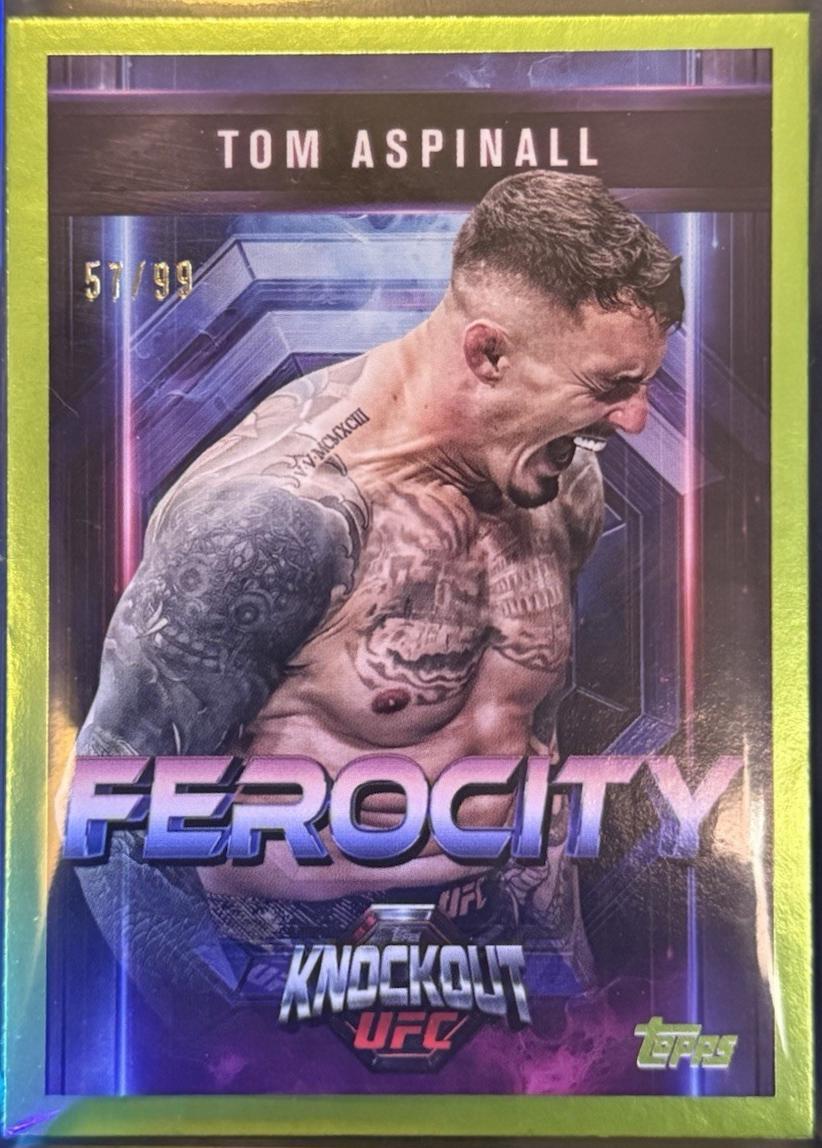 Tom Aspinall 2025 Topps Knockout UFC Ferocity #FE-3 Lime Green