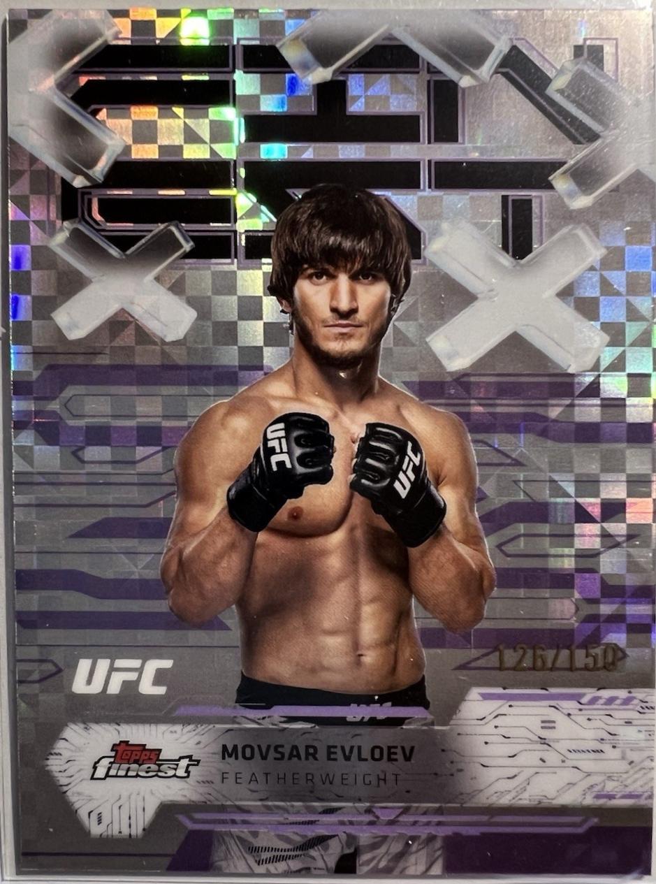 Movsar Evloev 2025 Topps Finest UFC Base Common #54 Purple Checkerboard Refractor