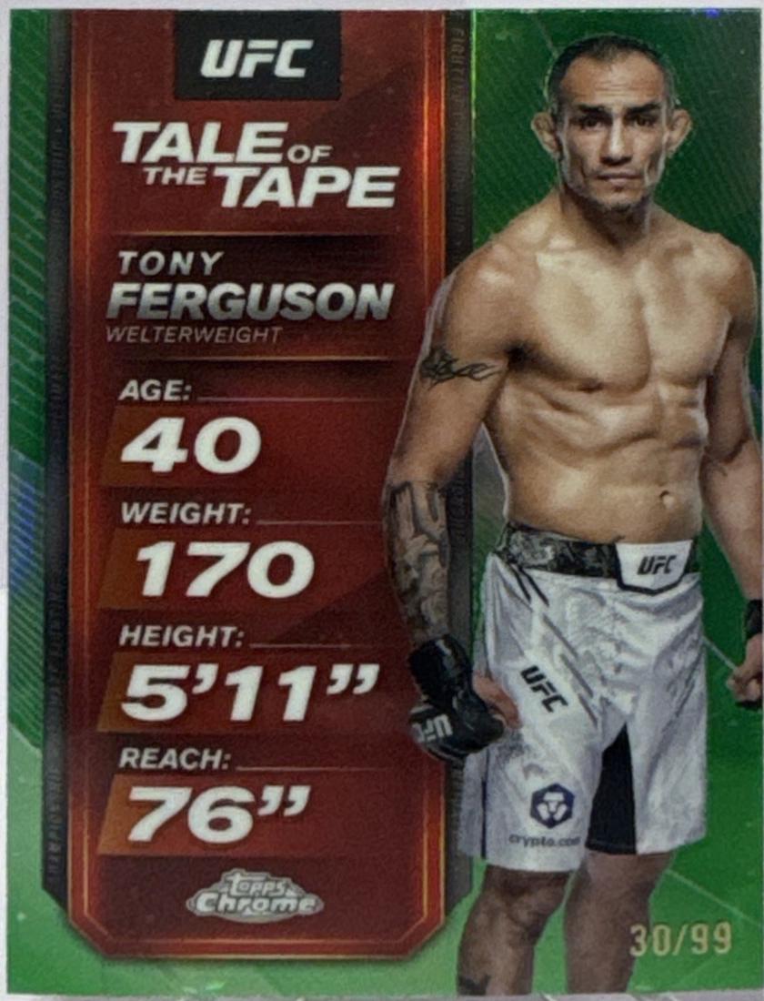Tony Ferguson 2025 Topps Chrome UFC Tale of the Tape #TTT-10 Green Refractor