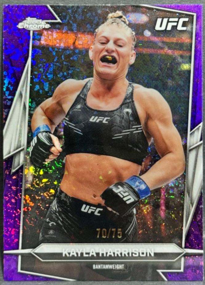 Kayla Harrison 2026 Topps Chrome UFC Base #55 Purple Ray Wave Refractor