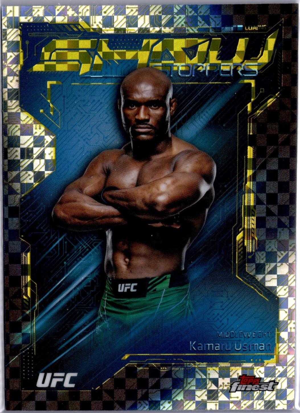 Kamaru Usman 2025 Topps Finest UFC Showstoppers #SS-20 Checkerboard Refractor