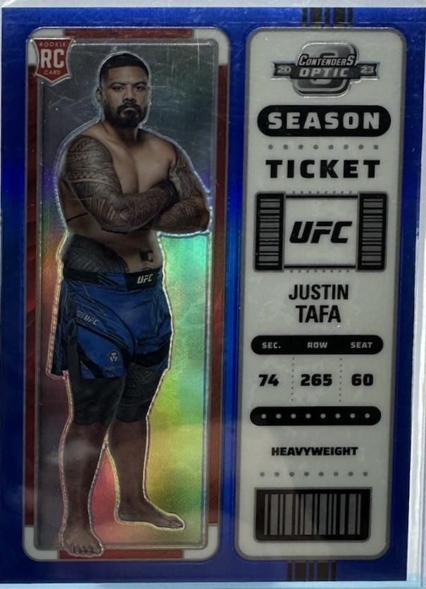 Justin Tafa 2023 Panini Chronicles UFC Base Contenders Optic Season Ticket #369 Blue