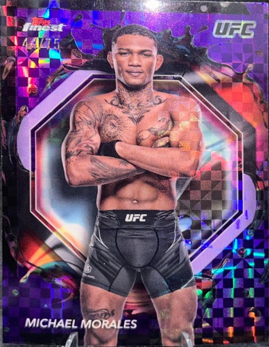Michael Morales 2024 Topps Finest UFC Base Rare #236 Purple Checkerboard Refractor