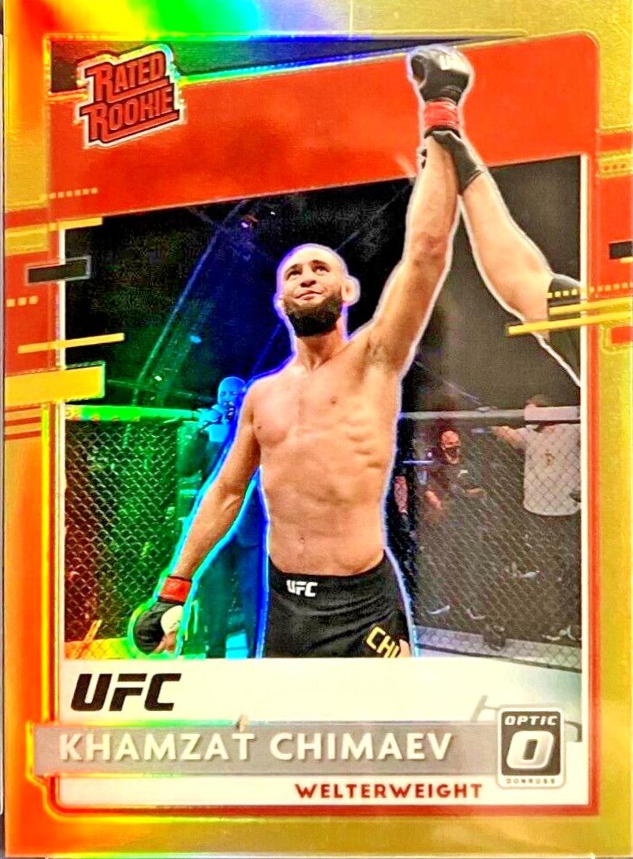 Khamzat Chimaev 2021 Panini Chronicles UFC Base Optic Rated Rookies #210 Gold