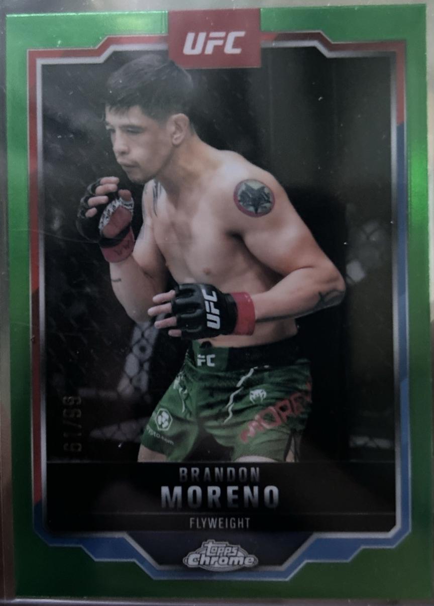 Brandon Moreno 2025 Topps Chrome UFC Base #46 Green Refractor