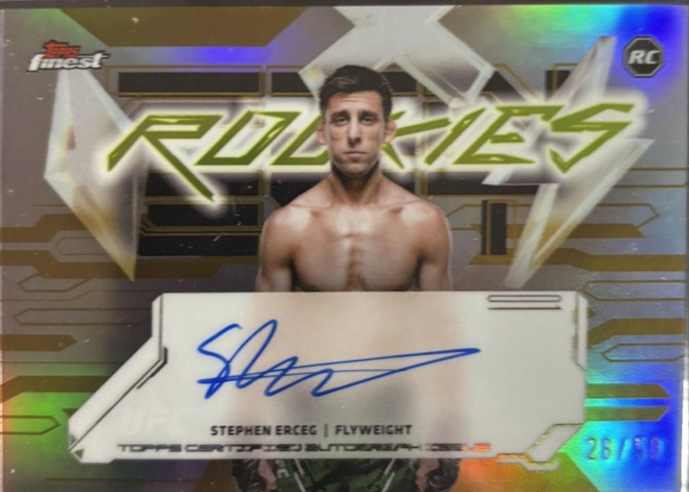 Stephen Erceg 2025 Topps Finest UFC Finest Rookie Autographs #FRA-SE Gold Refractor
