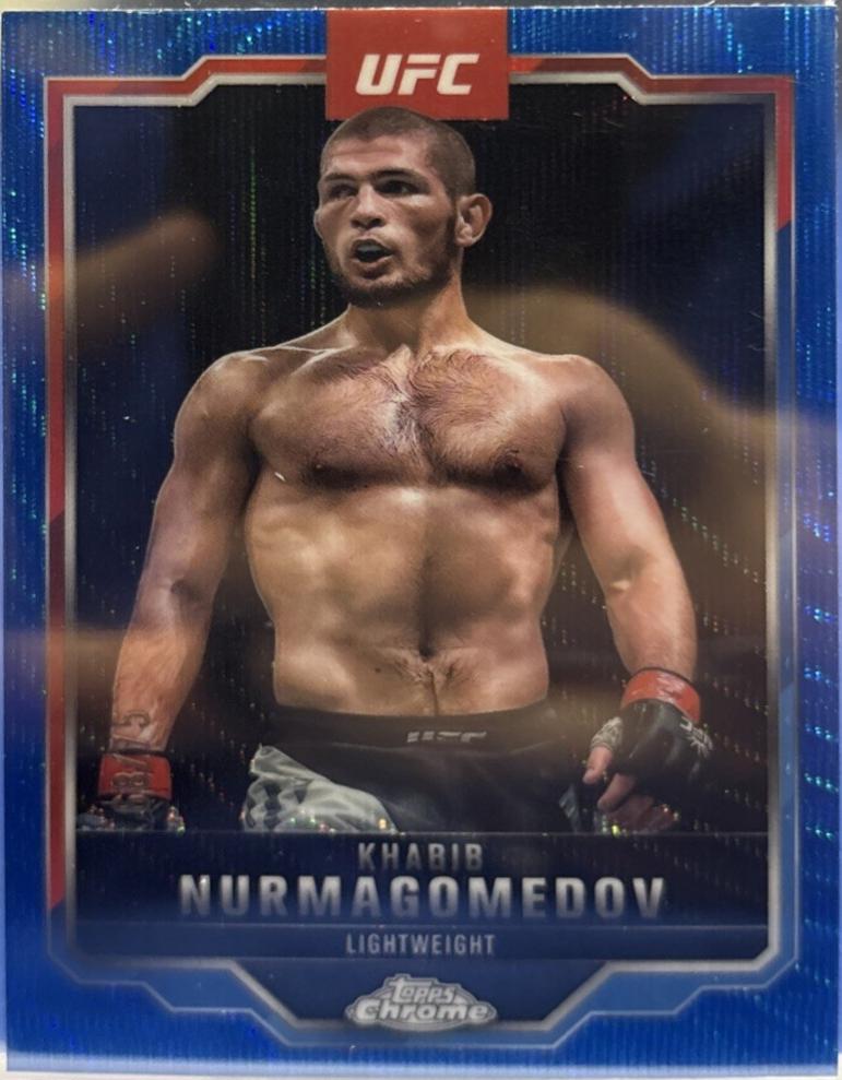 Khabib Nurmagomedov 2025 Topps Chrome UFC Base #36 Blue Wave Refractor