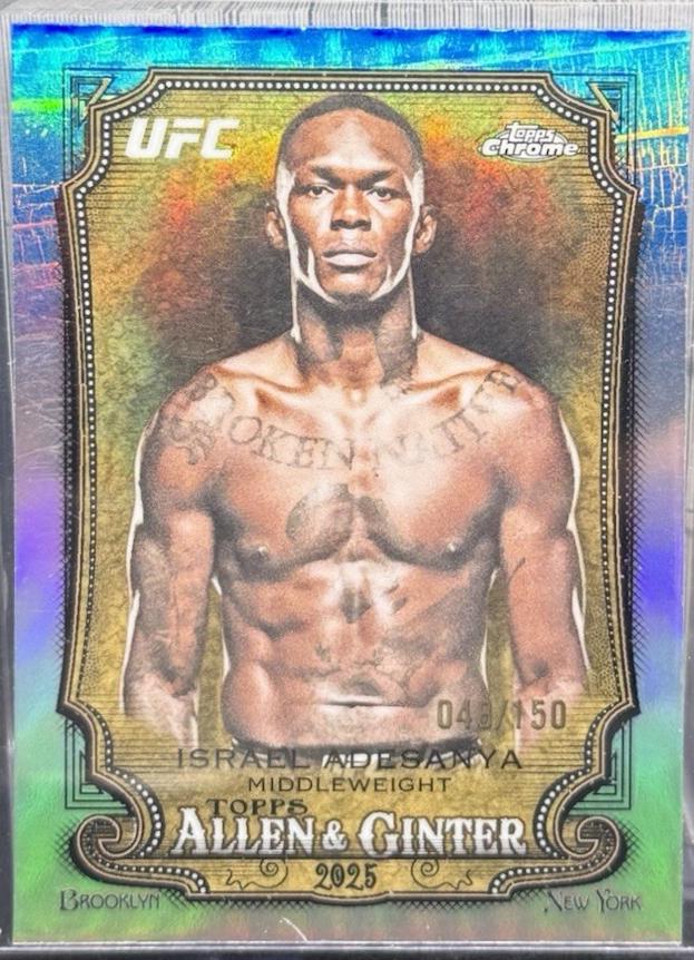 Israel Adesanya 2026 Topps Chrome UFC Allen & Ginter #AG-10 Black Refractor