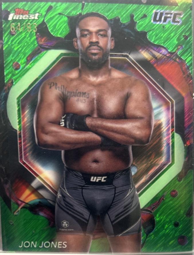 Jon Jones 2024 Topps Finest UFC Base Rare #214 Green Shimmer Refractor