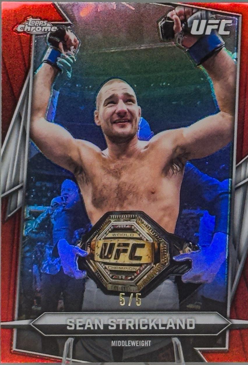 Sean Strickland 2026 Topps Chrome UFC Base #2 Red Refractor