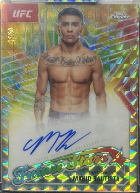 Mario Bautista 2025 Topps Chrome UFC Future Stars Autographs #FSA-MB Geometric Gold Refractor