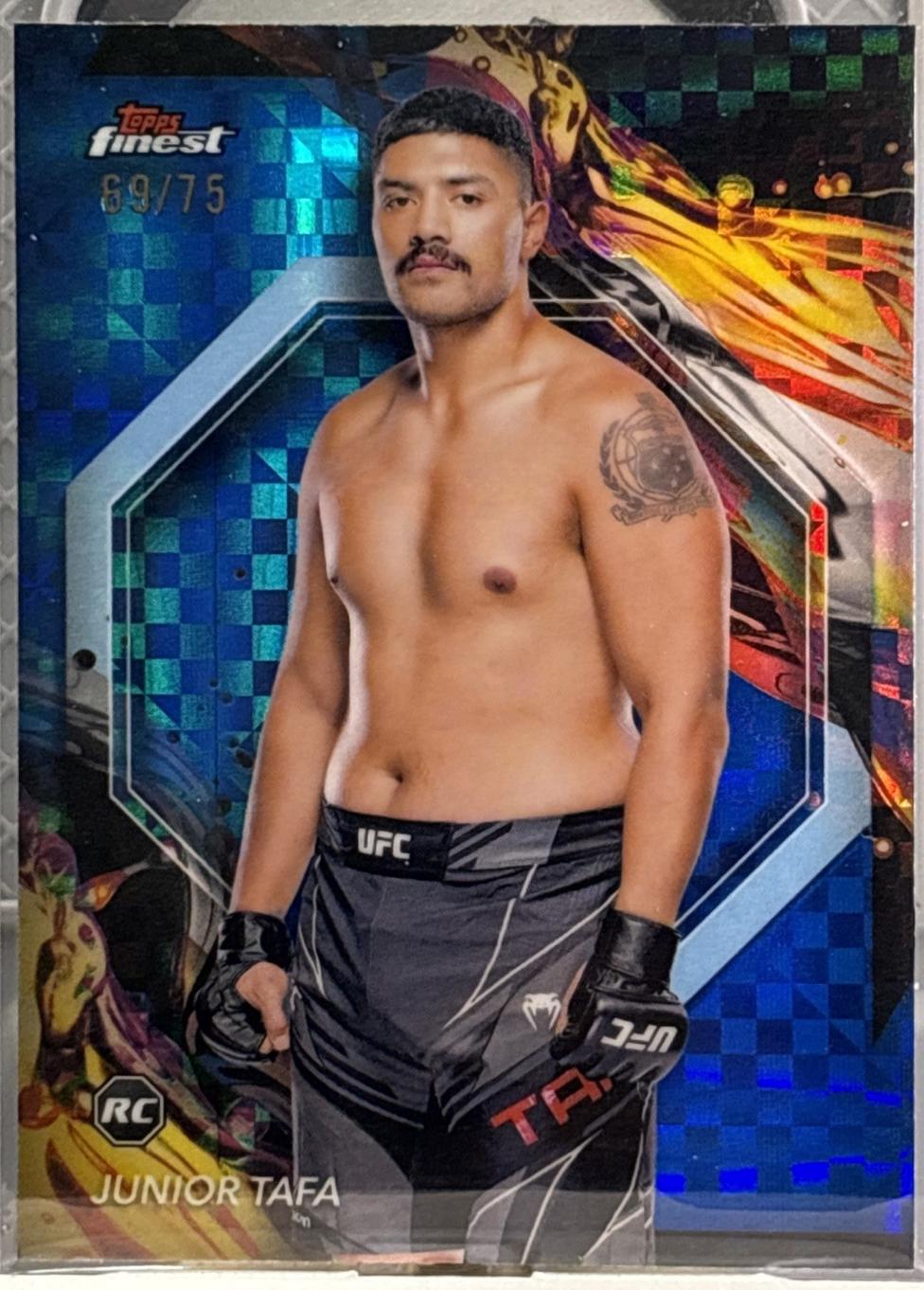 Junior Tafa 2024 Topps Finest UFC Base Uncommon #159 Blue Checkerboard Refractor
