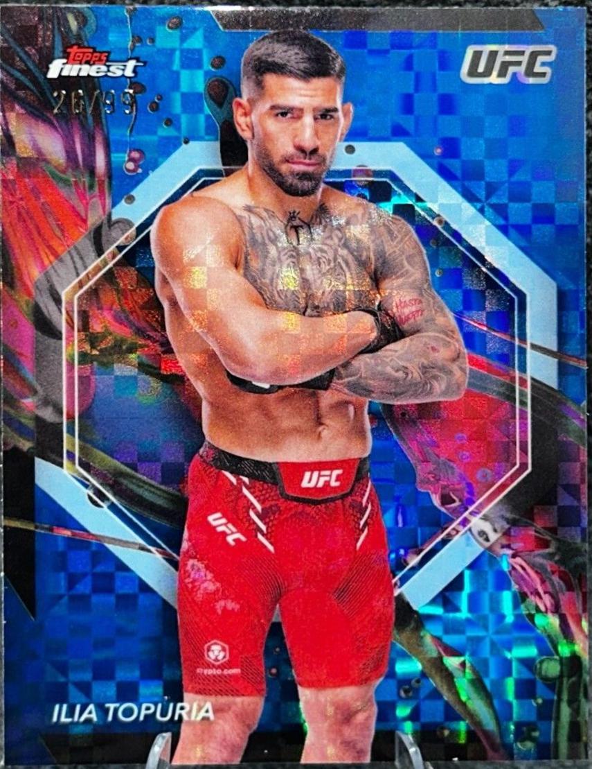 Ilia Topuria 2024 Topps Finest UFC Base Common #100 Blue Checkerboard Refractor
