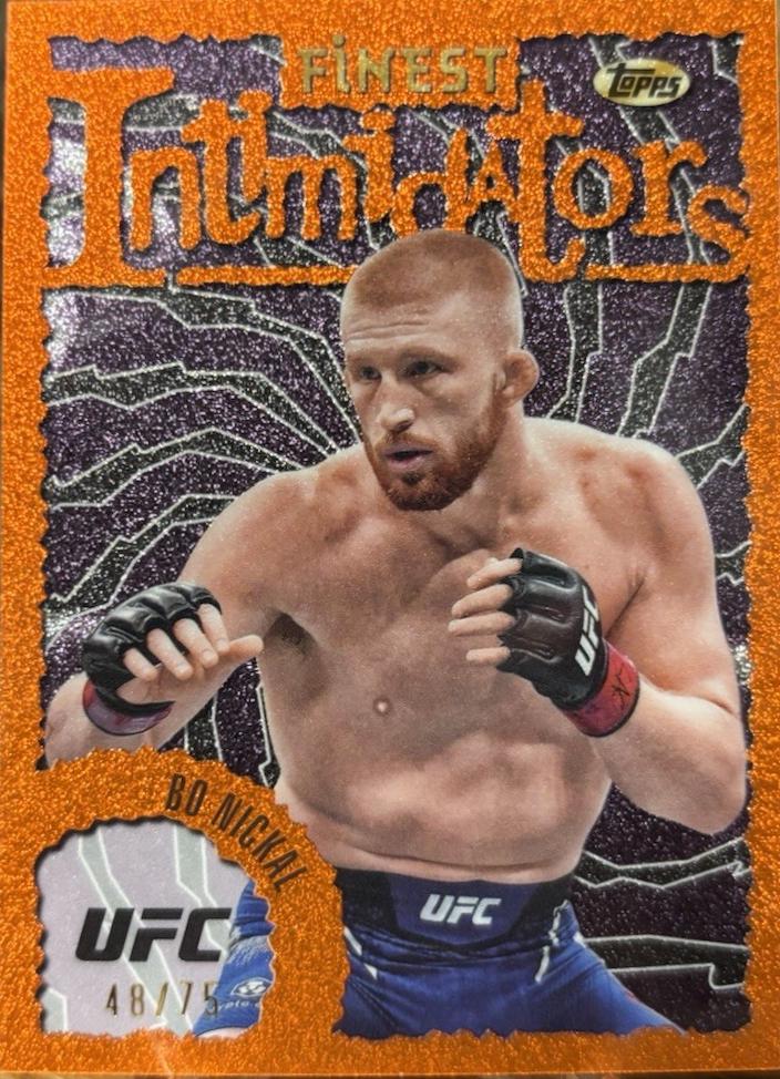 Bo Nickal 2024 Topps Finest UFC Intimidators #INT-26 Tangerine Glitter Refractor