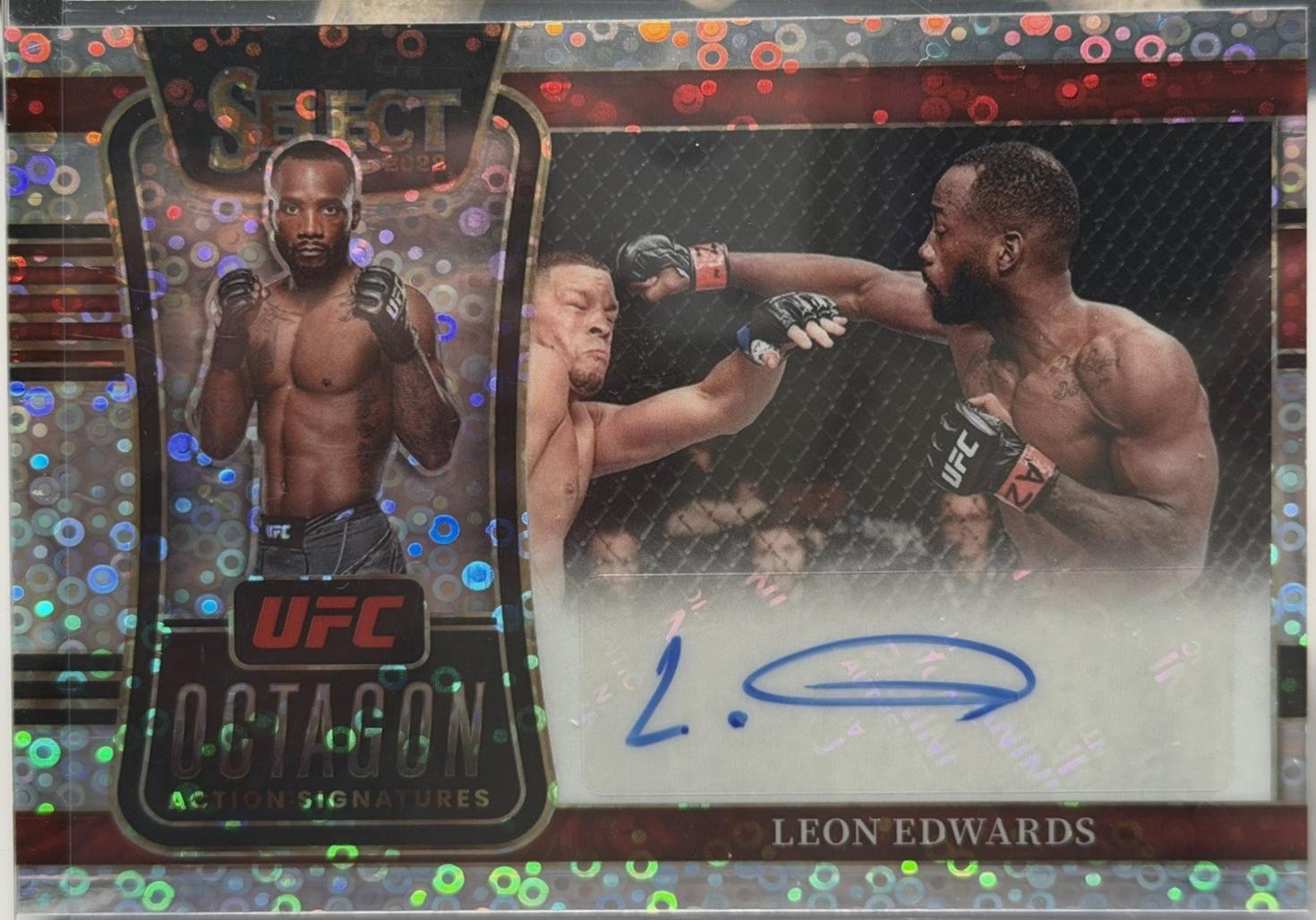Leon Edwards 2022 Panini Select UFC Octagon Action Signatures #15 Disco