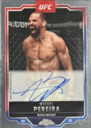 Michel Pereira 2025 Topps Chrome UFC Chrome Veteran Autographs #CVA-MA Red Refractor