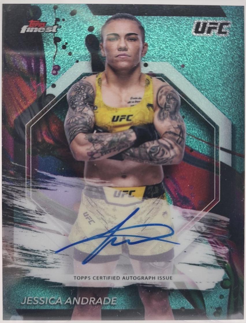 Jessica Andrade 2024 Topps Finest UFC Finest Autographs #FA-JAE Aqua Glitter Refractor
