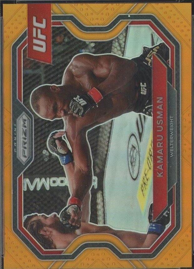 Kamaru Usman 2021 Panini Prizm UFC Base #151 Orange