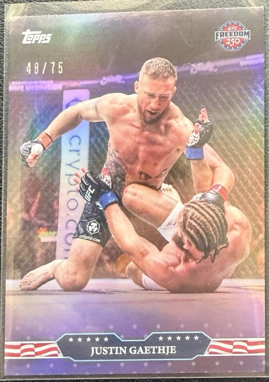 Justin Gaethje 2026 Topps UFC Freedom 250 Base #28 Purple