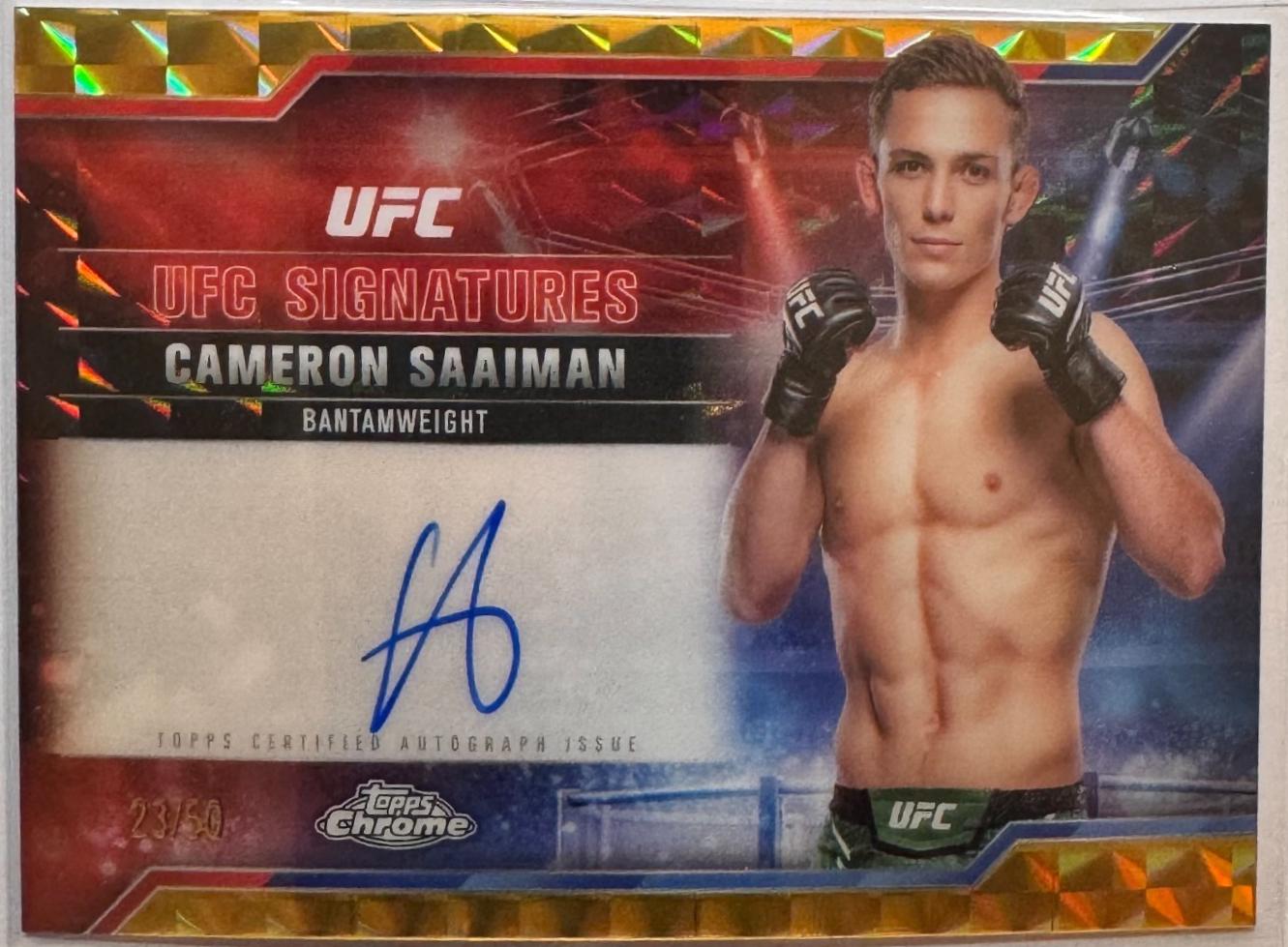 Cameron Saaiman 2025 Topps Chrome UFC UFC Signatures #SIG-CS Geometric Gold Refractor