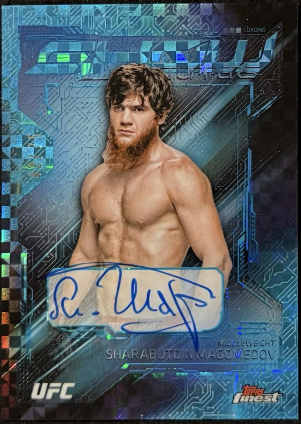 Shara Magomedov 2025 Topps Finest UFC Showstopper Autographs #SSA-SM Blue Checkerboard Refractor
