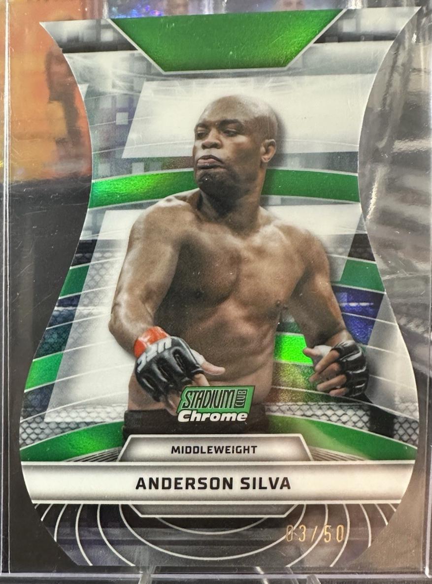 Anderson Silva 2026 Topps Stadium Club UFC Triumvirates #TV-29 Green Refractor