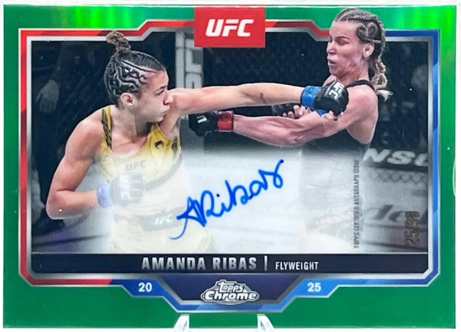 Amanda Ribas 2025 Topps Chrome UFC Chrome Veteran Autographs #CVA-AR Green Refractor