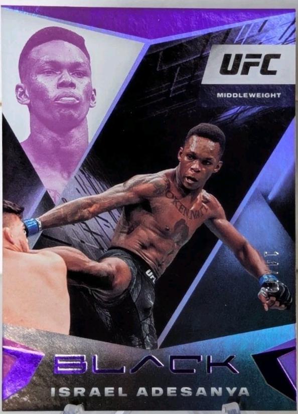 Israel Adesanya 2021 Panini Chronicles UFC Base Black #111 Purple