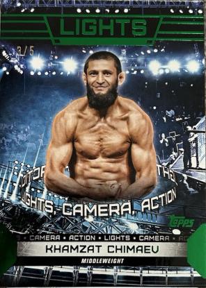 Khamzat Chimaev 2024 Topps Knockout UFC Lights (Lights, Camera, Action) #LTS-12 Platinum