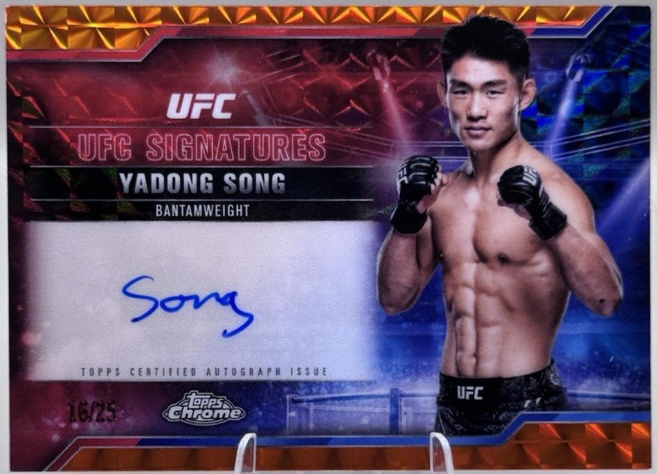 Song Yadong 2025 Topps Chrome UFC UFC Signatures #SIG-YS Geometric Orange Refractor