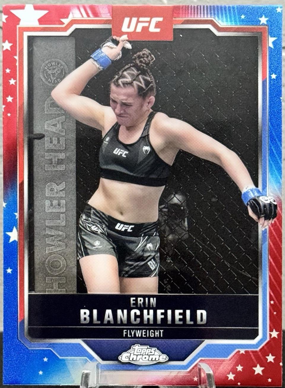 Erin Blanchfield 2025 Topps Chrome UFC Base #97 Red & Blue Refractor