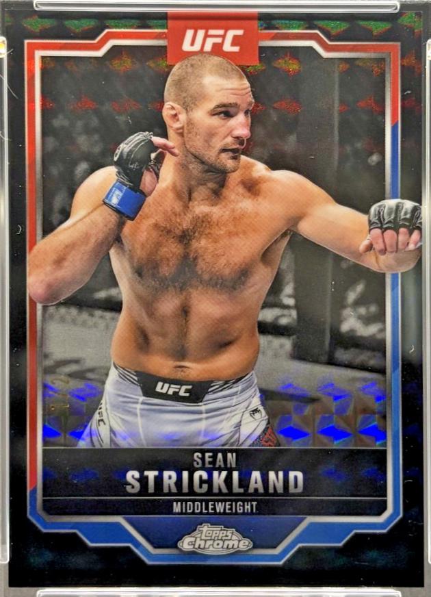 Sean Strickland 2025 Topps Chrome UFC Base #74 Black Geometric Refractor