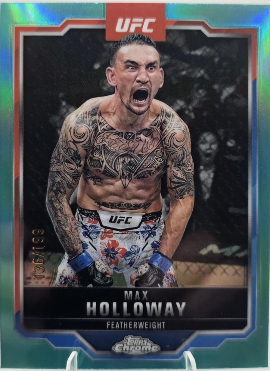 Max Holloway 2025 Topps Chrome UFC Base #100 Aqua Refractor