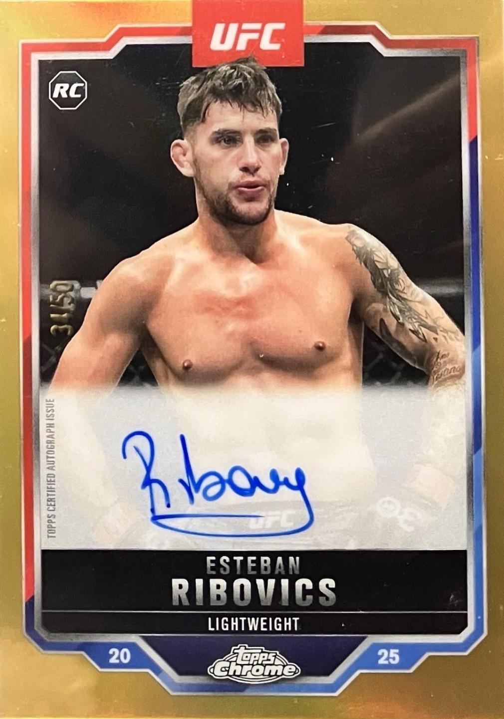 Esteban Ribovics 2025 Topps Chrome UFC Chrome Rookie Autographs #CRA-ER Gold Refractor