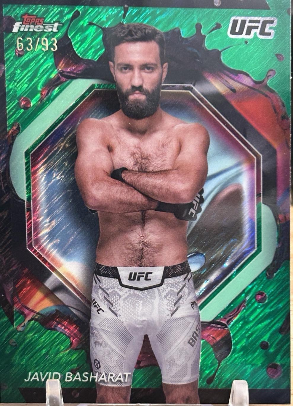 Javid Basharat 2024 Topps Finest UFC Base Rare #254 Green Shimmer Refractor