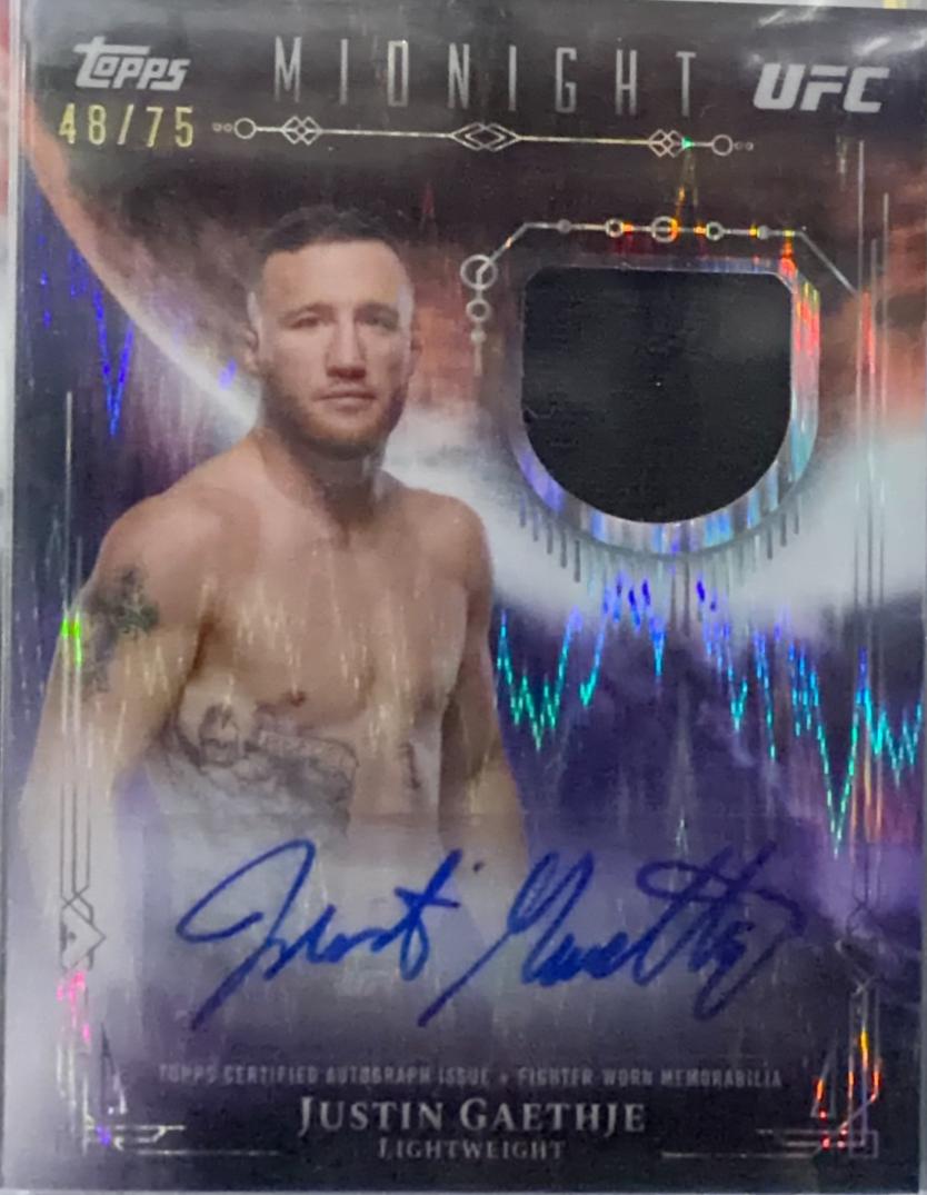 Justin Gaethje 2026 Topps Midnight UFC Relic Autographs #VRA-JG Dusk
