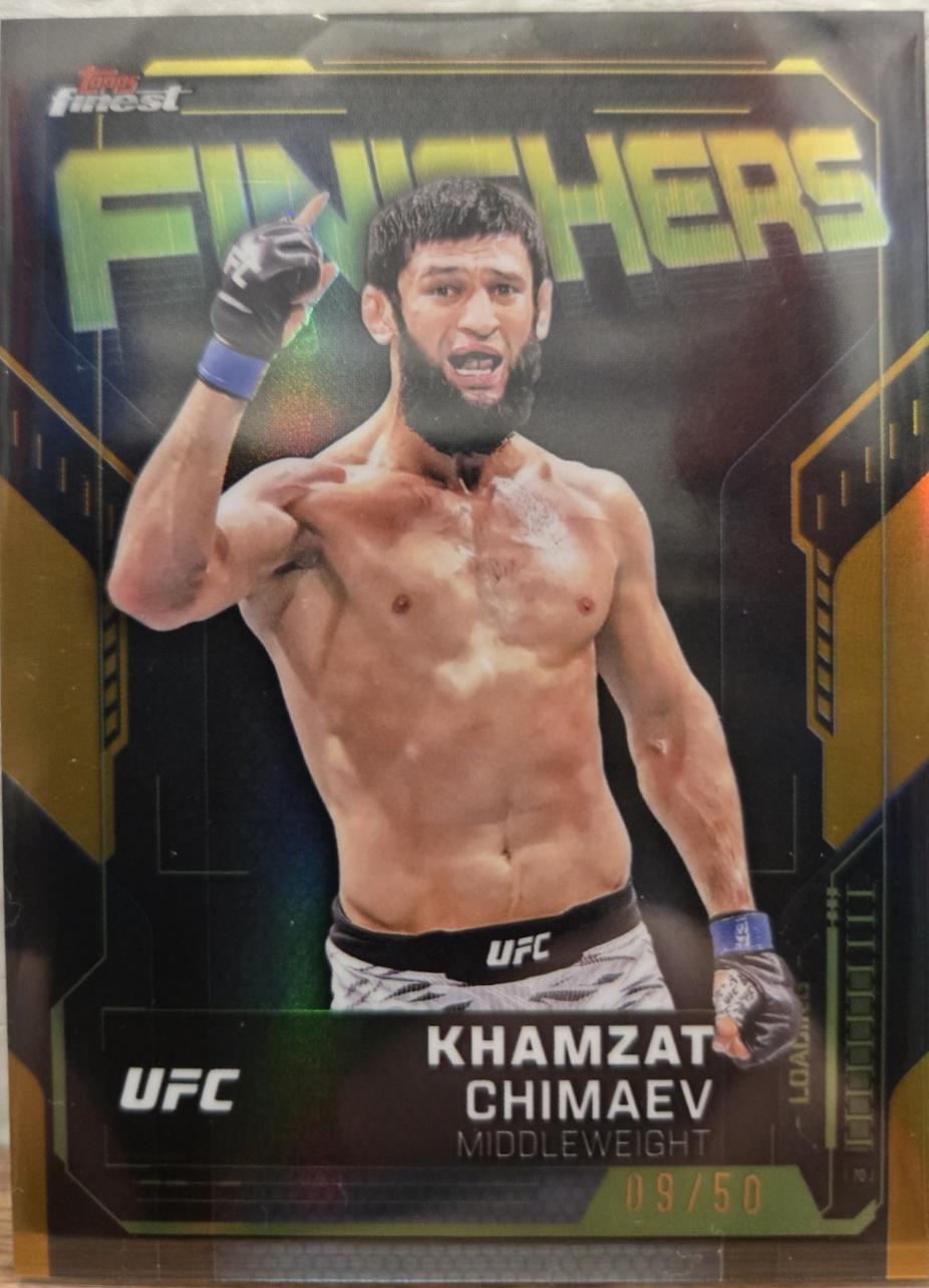 Khamzat Chimaev 2025 Topps Finest UFC Finishers #FN-4 Gold Refractor