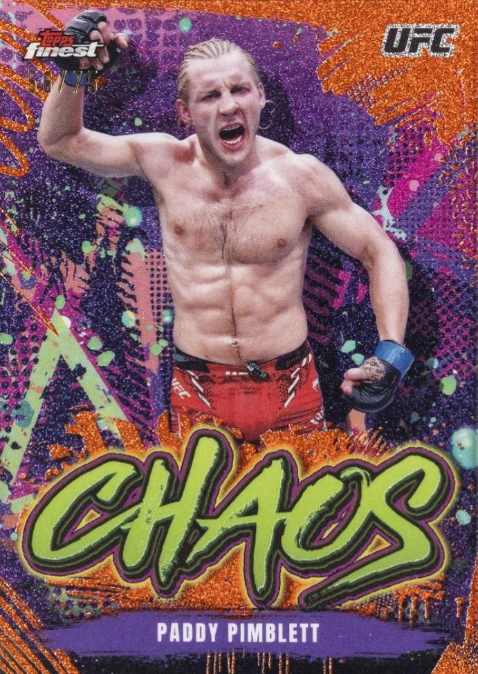 Paddy Pimblett 2024 Topps Finest UFC Chaos #CHA-2 Tangerine Glitter Refractor