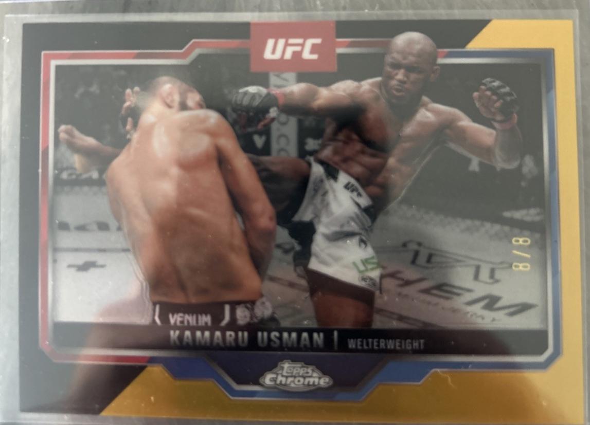 Kamaru Usman 2025 Topps Chrome UFC Base #27 Black & Gold Refractor