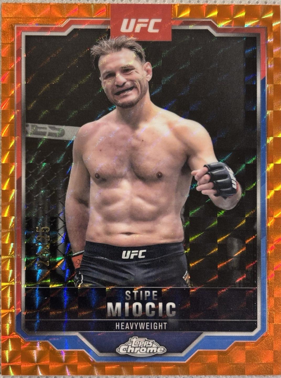 Stipe Miocic 2025 Topps Chrome UFC Base #122 Orange Geometric Refractor