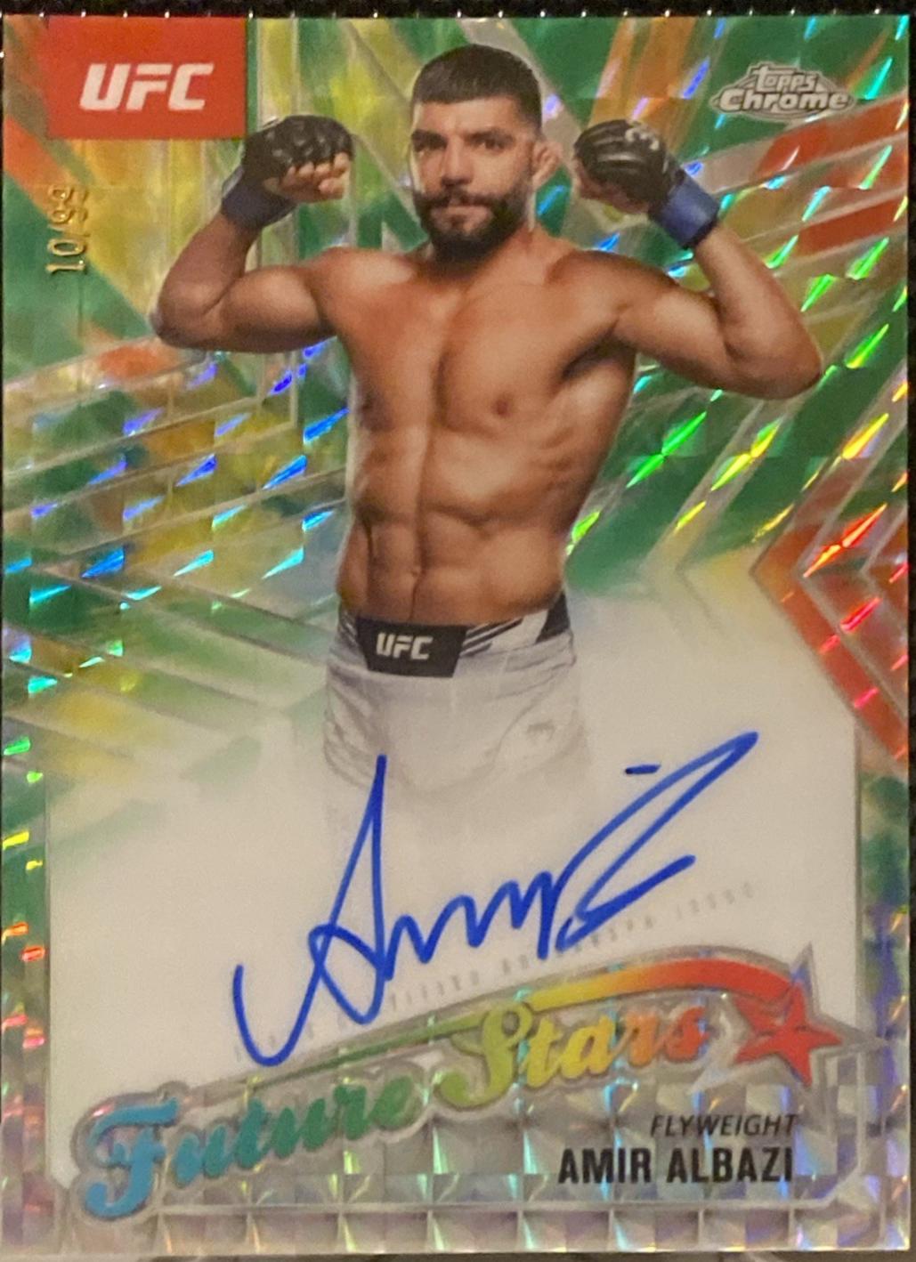 Amir Albazi 2025 Topps Chrome UFC Future Stars Autographs #FSA-AA Geometric Green Refractor
