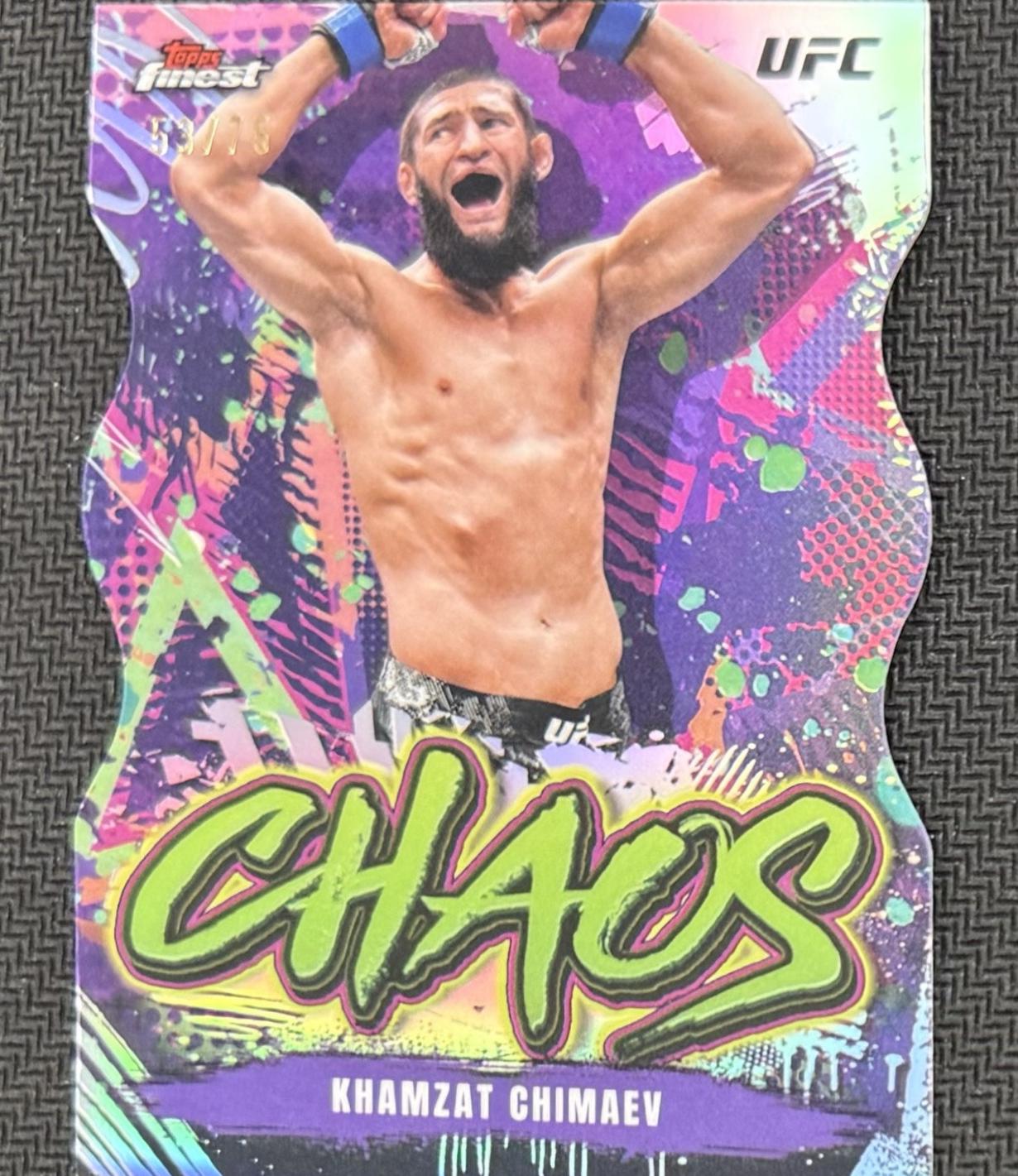 Khamzat Chimaev 2024 Topps Finest UFC Chaos #CHA-28 Die-Cut Refractor