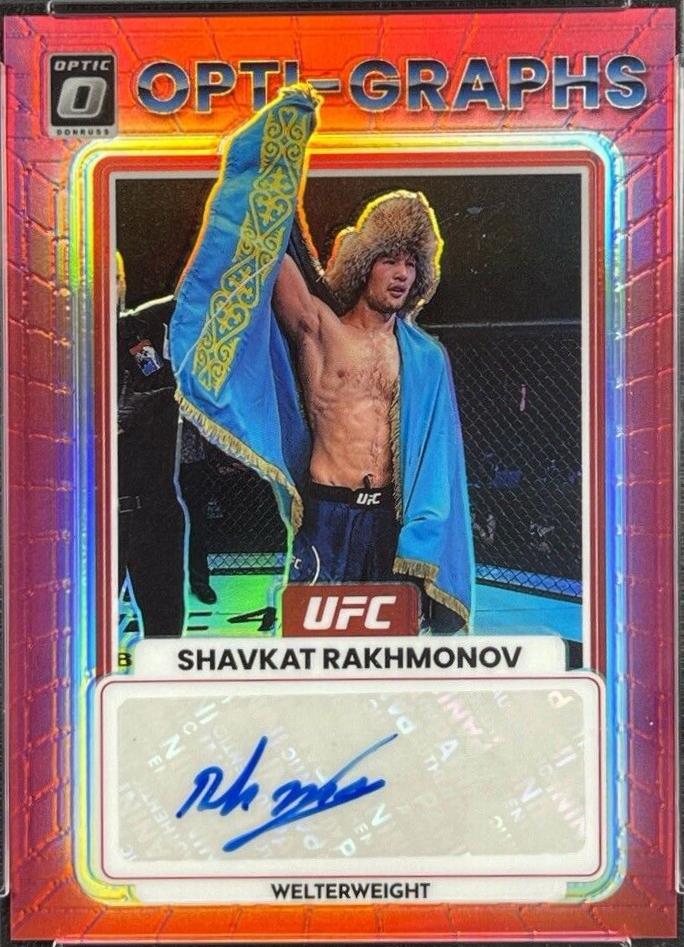 Shavkat Rakhmonov 2023 Panini Donruss Optic UFC Opti-Graphs #29 Red Autograph