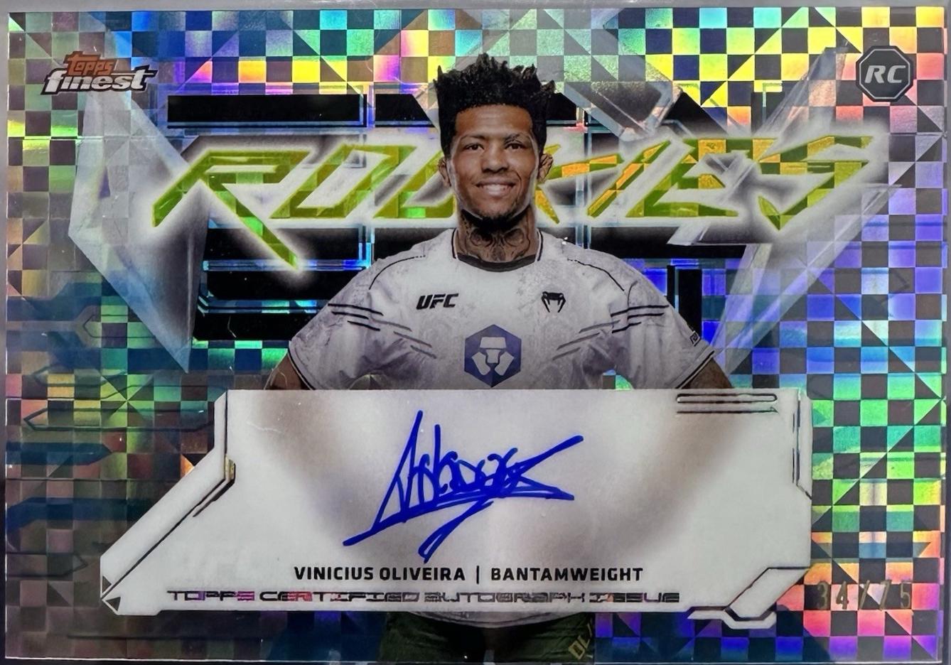 Vinicius Oliveira 2025 Topps Finest UFC Finest Rookie Autographs #FRA-VO Blue Checkerboard Refractor