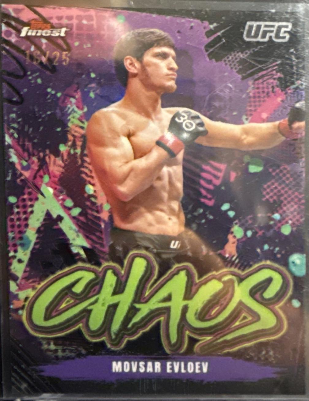 Movsar Evloev 2024 Topps Finest UFC Chaos #CHA-14 Black Refractor